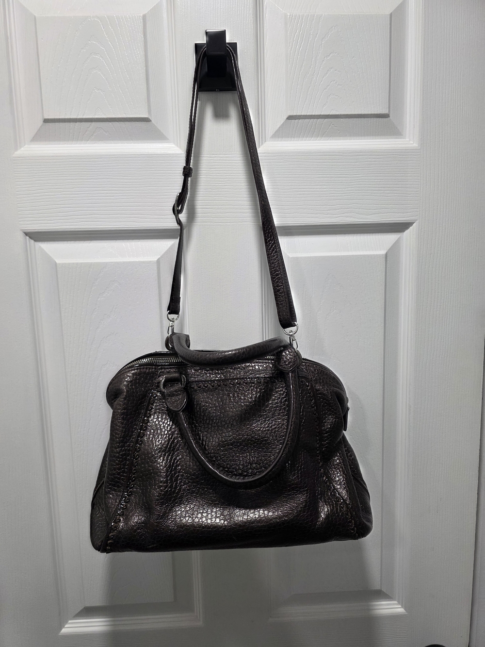 Brighton Black Textured Leather Satchel